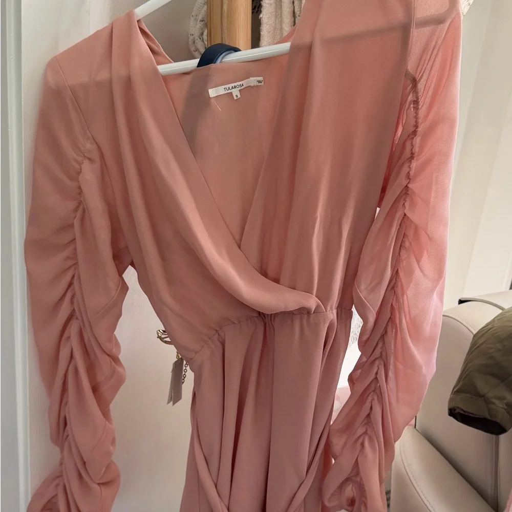 Tularosa Blush Pink Wrap Mini Dress - Picture 3 of 3